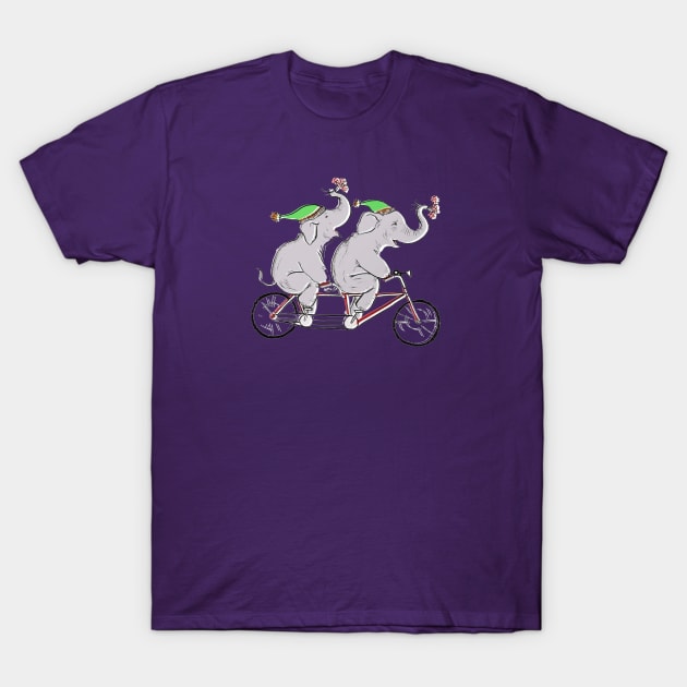 Elephant Pals on a Bike T-Shirt by AmysBirdHouse